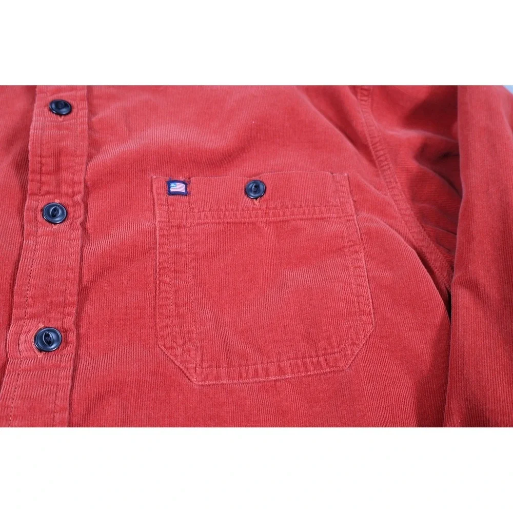 Polo Ralph Lauren Corduroy Mens Large Red Vintage Button Up Pocket Shirt